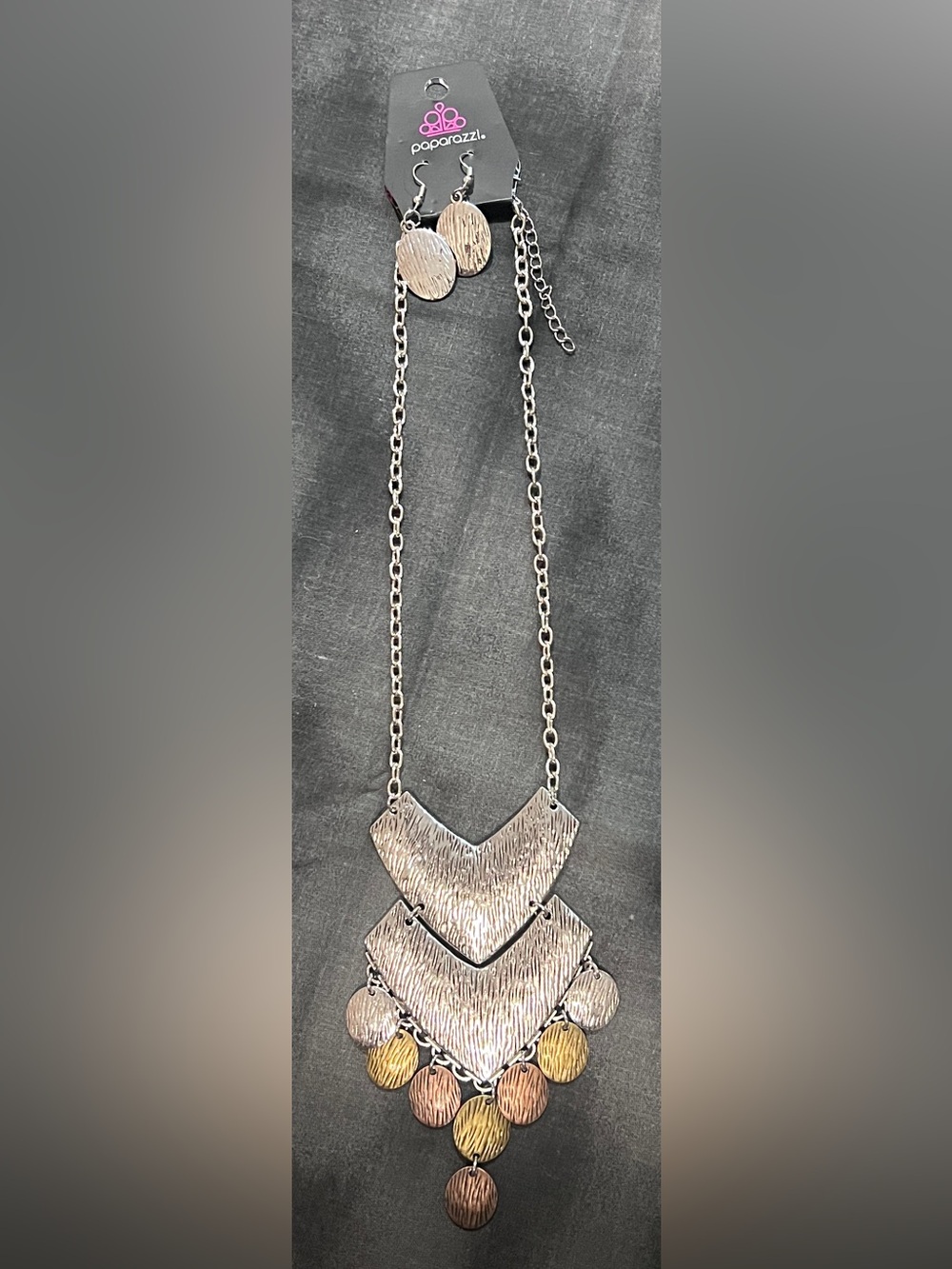 Paparazzi Multi-Tone Chevron Fringe Necklace
